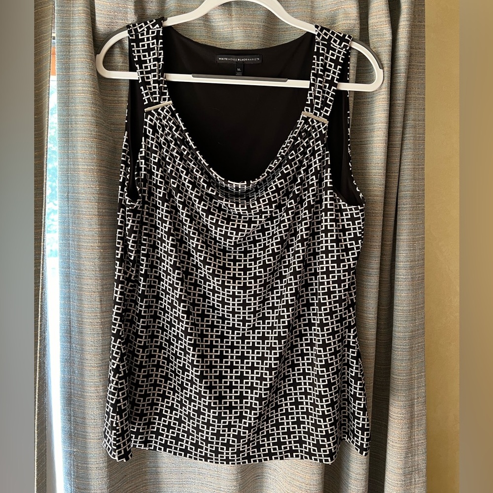 WHBM polyester black tank with silver embellishment